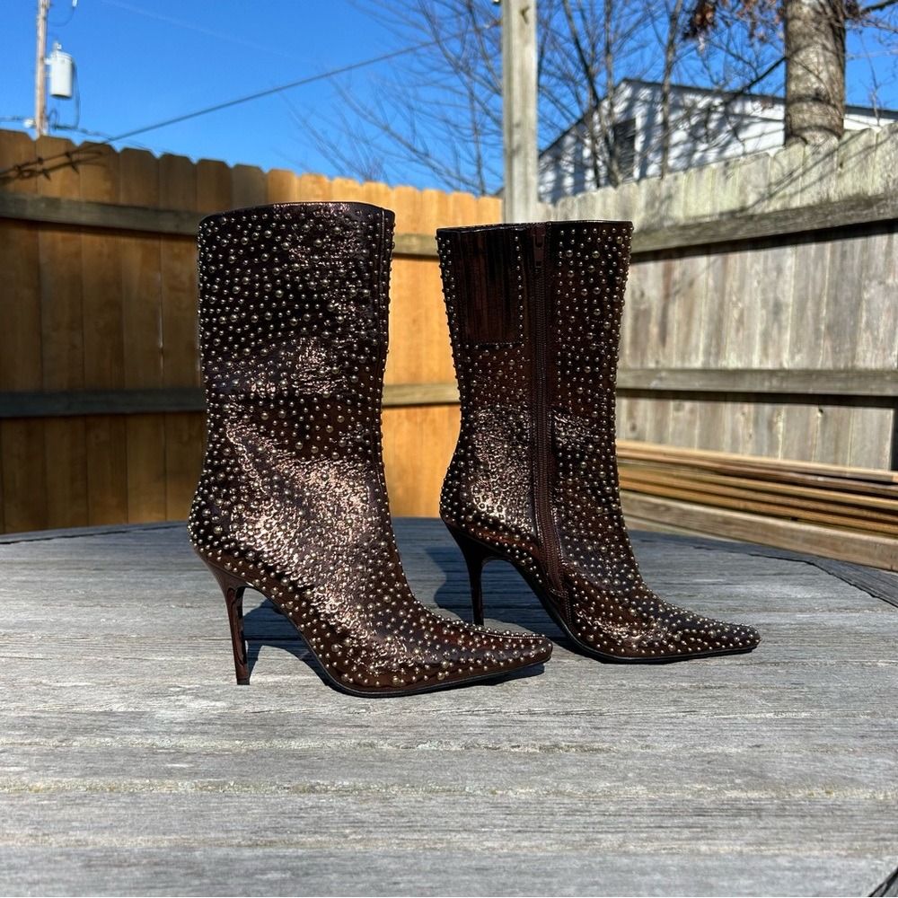 Nwot Jeffrey Campbell Iconic-E Stiletto Boot In Bronze Gold Metallic Size 5
